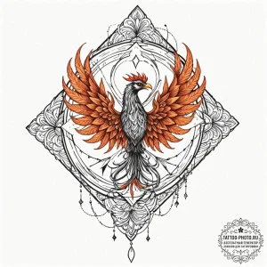 Tattoo sketch a phoenix that is also a tree,... - эскиз тату (№1752083919_0, 09.07.2025 17:58) — tattoo-photo.ru