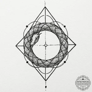 Tattoo design a geometric uroboros serpent, i... - эскиз тату (№1752084082_0, 09.07.2025 18:01) — tattoo-photo.ru