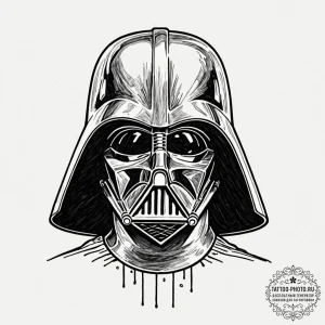 A sketch style portrait of darth vader, half... - эскиз тату (№1752085731_0, 09.07.2025 18:28) — tattoo-photo.ru