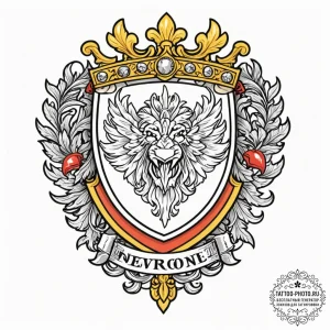 Coat of arms, tattoo sketch design, new schoo... - эскиз тату (№1752086228_0, 09.07.2025 18:37) — tattoo-photo.ru