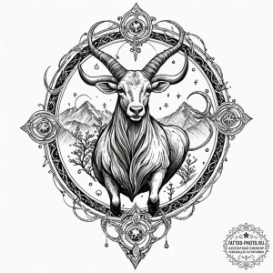 Tattoo sketch a zodiac animal trying to escap... - эскиз тату (№1752087656_0, 09.07.2025 19:00) — tattoo-photo.ru