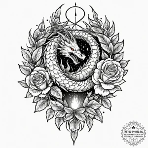 Tattoo sketch an uroboros where the serpent's... - эскиз тату (№1752088998_0, 09.07.2025 19:23) — tattoo-photo.ru