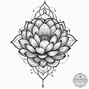 Tattoo sketch a lotus flower with water drops... - эскиз тату (№1752089081_0, 09.07.2025 19:24) — tattoo-photo.ru