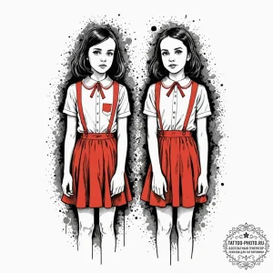 A sketch of the grady twins from the shining,... - эскиз тату (№1752090048_0, 09.07.2025 19:40) — tattoo-photo.ru