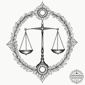 Tattoo sketch libra's scales, intricately sha... - эскиз тату (№1752090217_0, 09.07.2025 19:43) — tattoo-photo.ru