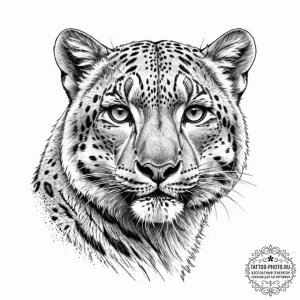 Snow leopard, artistic tattoo sketch, black o... - эскиз тату (№1752091946_0, 09.07.2025 20:12) — tattoo-photo.ru