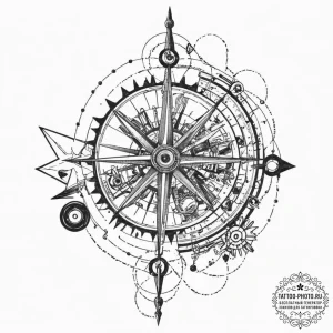 Sextant, tattoo line art, on a clean white pa... - эскиз тату (№1752092198_0, 09.07.2025 20:16) — tattoo-photo.ru
