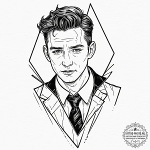 A trash polka portrait of klaus from the umbr... - эскиз тату (№1752092447_0, 09.07.2025 20:20) — tattoo-photo.ru