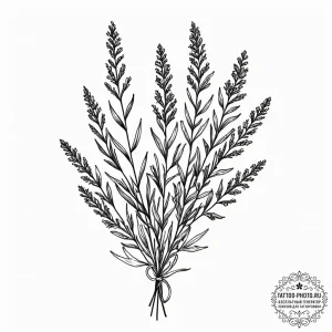 Tattoo design a minimalist lavender sprig, si... - эскиз тату (№1752094083_0, 09.07.2025 20:48) — tattoo-photo.ru