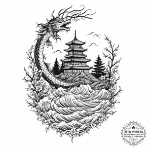 Tattoo sketch a pixelated castle silhouette o... - эскиз тату (№1752094163_0, 09.07.2025 20:49) — tattoo-photo.ru
