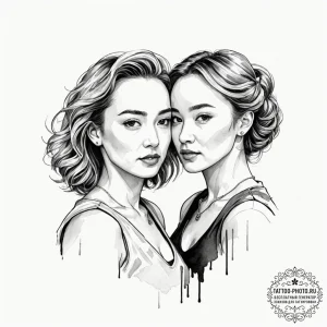 A watercolor sketch of the main characters fr... - эскиз тату (№1752095769_0, 09.07.2025 21:16) — tattoo-photo.ru