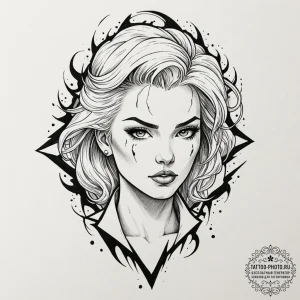 A neo-traditional portrait of storm, with whi... - эскиз тату (№1752095940_0, 09.07.2025 21:19) — tattoo-photo.ru