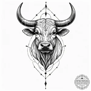 Tattoo design a taurus bull depicted as a pow... - эскиз тату (№1752096451_0, 09.07.2025 21:27) — tattoo-photo.ru