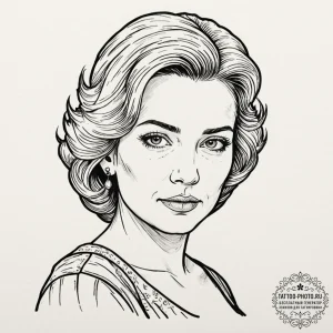 A neo-traditional portrait of marge gunderson... - эскиз тату (№1752096792_0, 09.07.2025 21:33) — tattoo-photo.ru