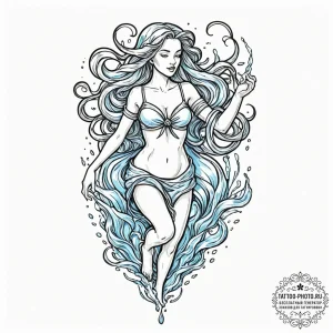 Tattoo sketch aquarius's water-bearer, drawn... - эскиз тату (№1752096963_0, 09.07.2025 21:36) — tattoo-photo.ru