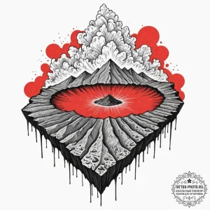A view of a volcanic crater from the rim., ta... - эскиз тату (№1752097388_0, 09.07.2025 21:43) — tattoo-photo.ru