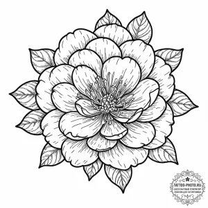 Camellia, ink illustration for tattoo, bold o... - эскиз тату (№1752097473_0, 09.07.2025 21:44) — tattoo-photo.ru