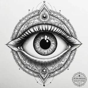 Tattoo sketch a realistic zodiac animal's eye... - эскиз тату (№1752097557_0, 09.07.2025 21:45) — tattoo-photo.ru