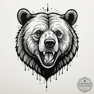 A powerful blackwork tattoo of a bear's head... - эскиз тату (№1752097729_0, 09.07.2025 21:48) — tattoo-photo.ru