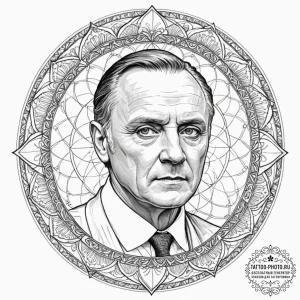 A graphic novel portrait of hannibal lecter,... - эскиз тату (№1752097984_0, 09.07.2025 21:53) — tattoo-photo.ru