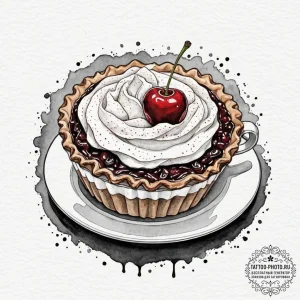 A watercolor sketch of a damn fine cup of cof... - эскиз тату (№1752098247_0, 09.07.2025 21:57) — tattoo-photo.ru