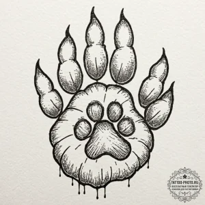 Tattoo design: a bear's paw print, with veles... - эскиз тату (№1752099541_0, 09.07.2025 22:19) — tattoo-photo.ru