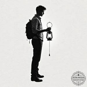 Tattoo sketch a person's silhouette standing... - эскиз тату (№1752100645_0, 09.07.2025 22:37) — tattoo-photo.ru