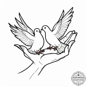Tattoo design a pair of hands releasing a dov... - эскиз тату (№1752102273_0, 09.07.2025 23:04) — tattoo-photo.ru