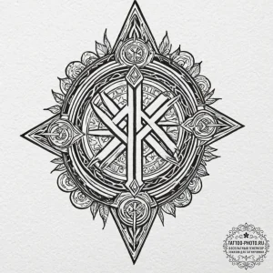 135. tattoo sketch: "klad" rune surrounded by... - эскиз тату (№1752102357_0, 09.07.2025 23:05) — tattoo-photo.ru
