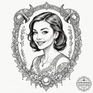 A neo-traditional portrait of pearl from the... - эскиз тату (№1752103028_0, 09.07.2025 23:17) — tattoo-photo.ru