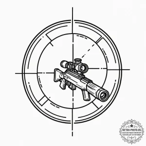 Tattoo sketch a futuristic sniper rifle scope... - эскиз тату (№1752104031_0, 09.07.2025 23:33) — tattoo-photo.ru