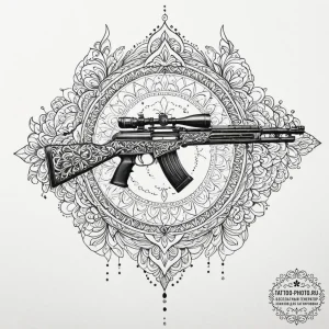 Tattoo design an abstract rifle outline with... - эскиз тату (№1752104280_0, 09.07.2025 23:38) — tattoo-photo.ru