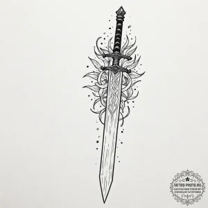 A nichirin sword from demon slayer, tattoo fl... - эскиз тату (№1752104614_0, 09.07.2025 23:43) — tattoo-photo.ru