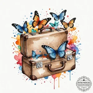 Tattoo design a classic suitcase, but when op... - эскиз тату (№1752105116_0, 09.07.2025 23:51) — tattoo-photo.ru