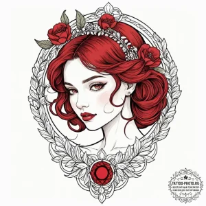 Ruby, tattoo flash sheet design, on a clean w... - эскиз тату (№1752105200_0, 09.07.2025 23:53) — tattoo-photo.ru