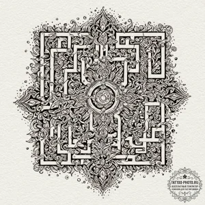 Tattoo design a minimalist ghost from a maze... - эскиз тату (№1752105951_0, 10.07.2025 00:05) — tattoo-photo.ru