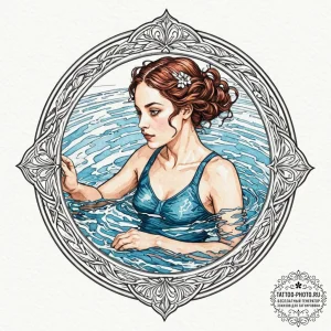 A high-angle shot of a swimmer in a lap pool,... - эскиз тату (№1752106121_0, 10.07.2025 00:08) — tattoo-photo.ru