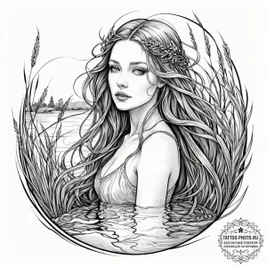 An ethereal watercolor tattoo sketch of a rus... - эскиз тату (№1752106461_0, 10.07.2025 00:14) — tattoo-photo.ru
