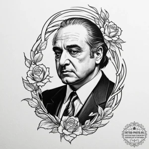 A chicano style portrait of don vito corleone... - эскиз тату (№1752106965_0, 10.07.2025 00:22) — tattoo-photo.ru
