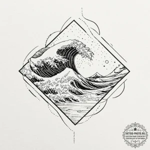 Tattoo sketch a minimalist geometric wave., i... - эскиз тату (№1752107383_0, 10.07.2025 00:29) — tattoo-photo.ru