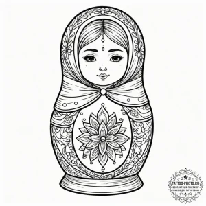 Matryoshka doll, tattoo sketch design, on a c... - эскиз тату (№1752108303_0, 10.07.2025 00:45) — tattoo-photo.ru