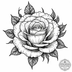 Tattoo sketch a full blooming rose in waterco... - эскиз тату (№1752108385_0, 10.07.2025 00:46) — tattoo-photo.ru