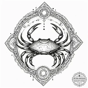 Tattoo design a cancer crab with the "chariot... - эскиз тату (№1752109138_0, 10.07.2025 00:58) — tattoo-photo.ru