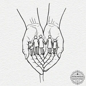 Tattoo design a stylized drawing of a family... - эскиз тату (№1752109221_0, 10.07.2025 01:00) — tattoo-photo.ru