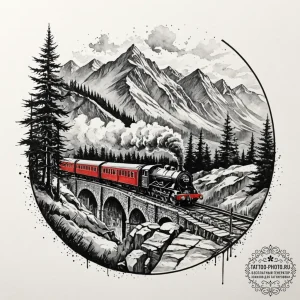 A watercolor sketch of the hogwarts express o... - эскиз тату (№1752110137_0, 10.07.2025 01:15) — tattoo-photo.ru