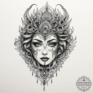 Tattoo sketch: a dark, smoky depiction of the... - эскиз тату (№1752110471_0, 10.07.2025 01:21) — tattoo-photo.ru