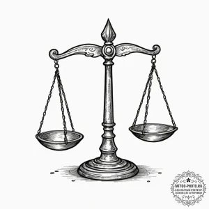Tattoo sketch libra's scales formed by the ba... - эскиз тату (№1752110641_0, 10.07.2025 01:24) — tattoo-photo.ru