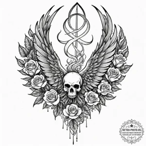 Tattoo design a phoenix rising from abstract... - эскиз тату (№1752111304_0, 10.07.2025 01:35) — tattoo-photo.ru