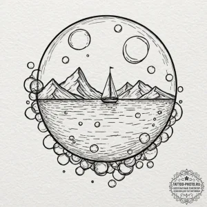 Tattoo sketch an abstract "bubble" effect, so... - эскиз тату (№1752111387_0, 10.07.2025 01:36) — tattoo-photo.ru