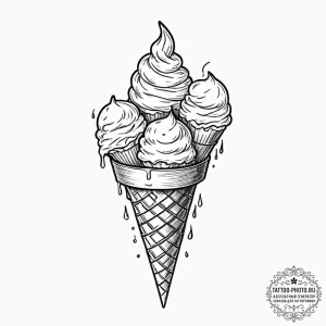 Tattoo design 'ice cream cone' on one, 'scoop... - эскиз тату (№1752112385_0, 10.07.2025 01:53) — tattoo-photo.ru